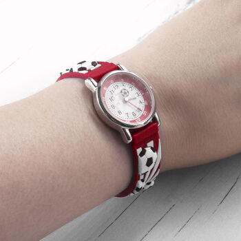 Personalised Kid's Red Football Watch, 4 of 11