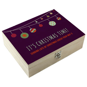 Personalised Baubles Christmas Vegan Choc Snacks Box, 4 of 5