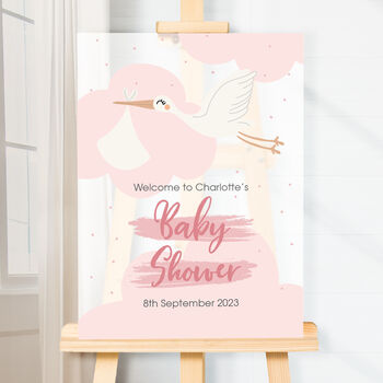 Personalised Stork Baby Shower Welcome Sign, 2 of 3