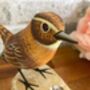 Hand Carved Wooden Wren Ornament Garden Bird Figurine, thumbnail 8 of 10
