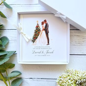 Handmade Christmas Wedding Card Christmas Tree Design, 4 of 6