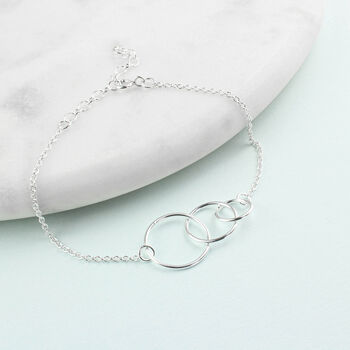 Sterling Silver 30th Birthday Infinity Circles Bracelet, 2 of 5