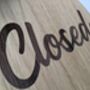 Open Closed Two Side Shop Sign Door Oak Wood Acrylic, thumbnail 5 of 10