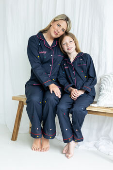 Personalised Kid's Navy Multicoloured Star Pyjamas, 8 of 8