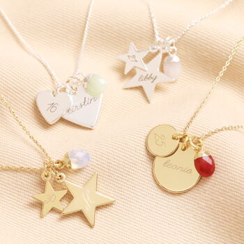 Personalised Double Birthday And Bail Birthstone Charm Necklace, 2 of 7