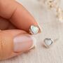 Sterling Silver White Opal Heart Stud Earrings – 5mm, thumbnail 1 of 8