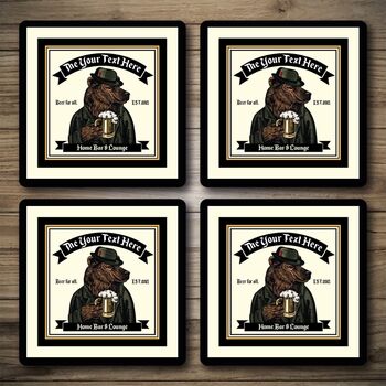 Personalised Bar Runner And Coasters Grizzly Bear, 3 of 8