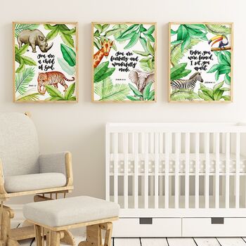 Bible Verse Jungle Nursery Print Set Of Three, 4 of 7