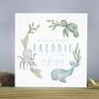 Personalised Underwater Animals New Baby Card, thumbnail 1 of 4