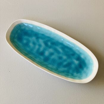 Porcelain Turquoise Serving Bowl / Platter, 7 of 12