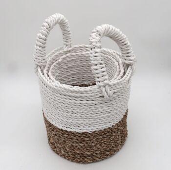 Seagrass Basket Set Natural And White, 2 of 5