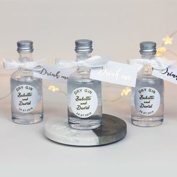 Personalised White And Gold Mini Gin Wedding Favours, 5 of 5
