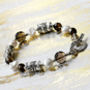 Freshwater Pearl And Smoky Quartz T Bar Silver Bracelet, thumbnail 1 of 9