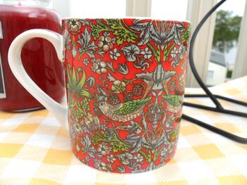 Jumbo Mug In Red Strawberry Thief Design, 5 of 8
