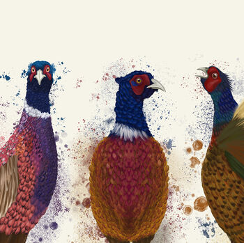 Pheasant Trio Art Print, Framed Or Unframed, 2 of 7