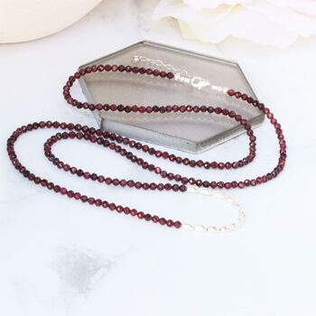 Garnet And Sterling Silver Long Necklace, 6 of 10