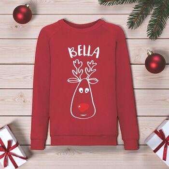 Cartoon Reindeer Christmas Jumper, 2 of 3
