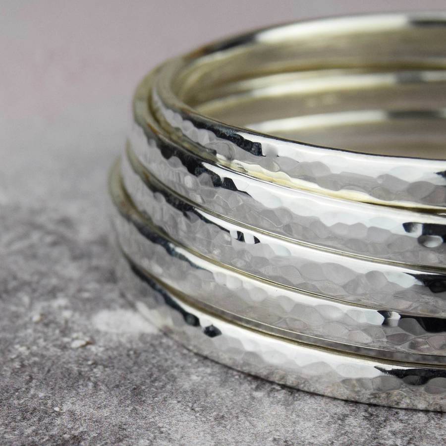 simple handmade hammered silver bangle by alison moore designs ...