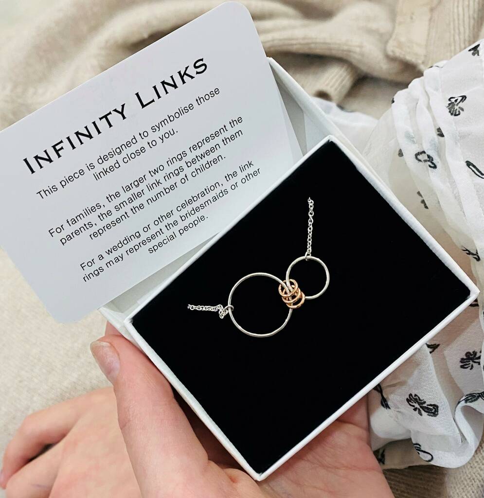 Infinity Family Ring Necklace Rose Gold Filled Links, 1 of 4