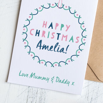 Personalised Children's Christmas Card With Garland, 3 of 3