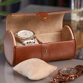 Personalised Luxury Deep Brown Double Watch Box, 3 of 6