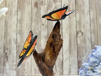 Handcrafted Monarch Butterfly Wooden Sculpture Ornament, 9 of 11
