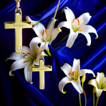 Personalised Gold Or Silver Cross And Heart Necklace, 8 of 11