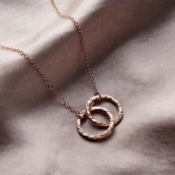 Personalised Textured Medium Double Hoop Names Necklace, 6 of 9
