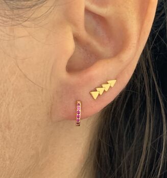 Tiny Gold Plated Arrow Stud Earrings, 3 of 4