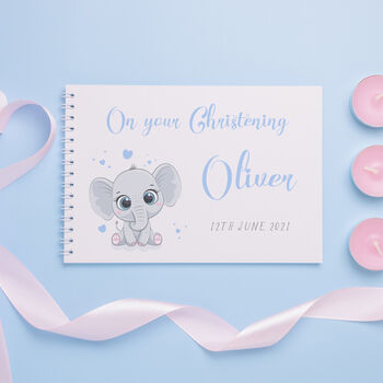 Personalised Elephant Christening Guest Book, 2 of 3