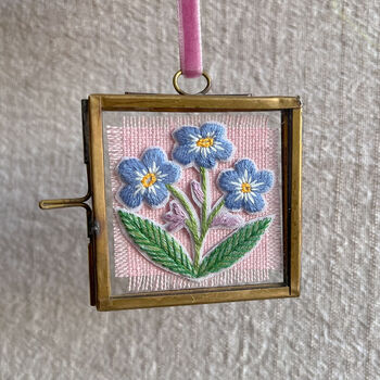 Forget Me Not Hand Embroidered Framed Keepsake, 4 of 5
