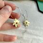 Brass Flower Hoop Earrings, thumbnail 4 of 5