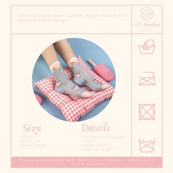 Summer Cute Pink And Blue Sheer Mid Calf Socks, 2 of 6