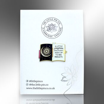 A Little Progress Book Moon Stars Galaxy Affirmation Enamel Lapel Pin Badge, 5 of 9