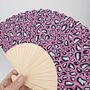 Handheld Purple Leopard Folding Fan, thumbnail 1 of 3