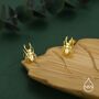 Sterling Silver Stag Beetle 16g Flat Back Stud Earrings, thumbnail 2 of 11