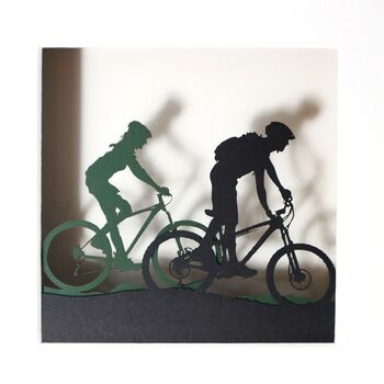 Framed Couple Cycling Paper Cut Artwork, 3 of 4