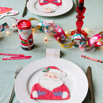 Christmas Santa Shaped Napkins And Place Cards, 4 of 5