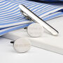 Personalised Oval Cufflinks And Tie Clip Set, thumbnail 1 of 9