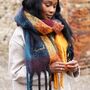 Personalised Burgundy, Navy And Mustard Winter Scarf, thumbnail 1 of 5