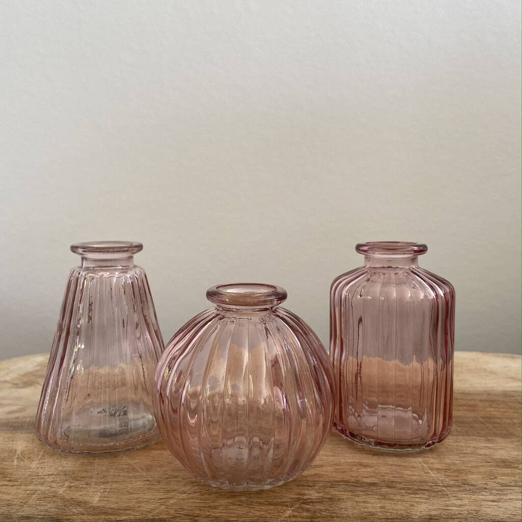 Pink Glass Bud Vases Set Of Three By The Wedding of my Dreams