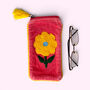 Embroidered Velvet Glasses Case | Pink Sunflower, thumbnail 1 of 5