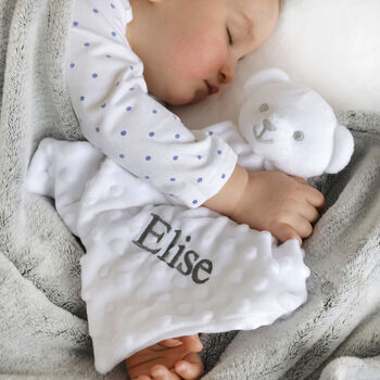 Personalised Pink Blanket, Towel, Comforter Baby Hamper, 4 of 10