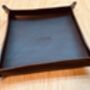 Personalised Dark Brown Square Leather Accessories Tray, thumbnail 11 of 12