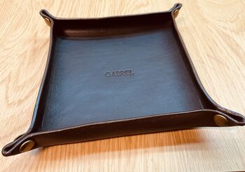 Personalised Dark Brown Square Leather Accessories Tray, 11 of 12