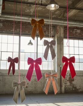 Sustainable Lrg Linen Polka Dot Bow Hanging Christmas Decoration, 2 of 12