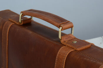 Vegetable Tanned Genuine Leather Laptop Bag, 5 of 12
