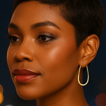 Sterling Silver Oval Hoop Earrings, 4 of 5