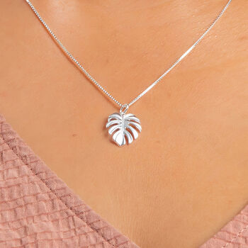 Personalised Sterling Silver Monstera Leaf Necklace, 3 of 10