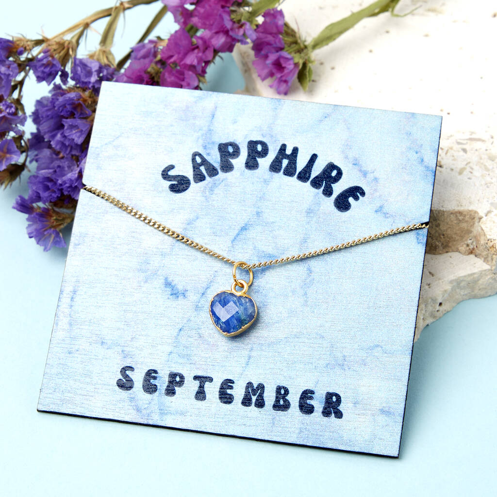 Gold Plated September Sapphire Necklace Card, 1 of 7